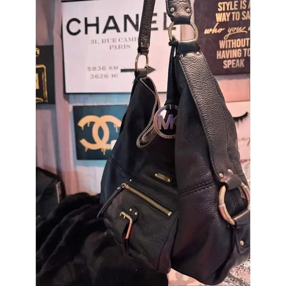Michael Kors mk grey pebble leather Fulton hobo tote bag/purse/pocketbook